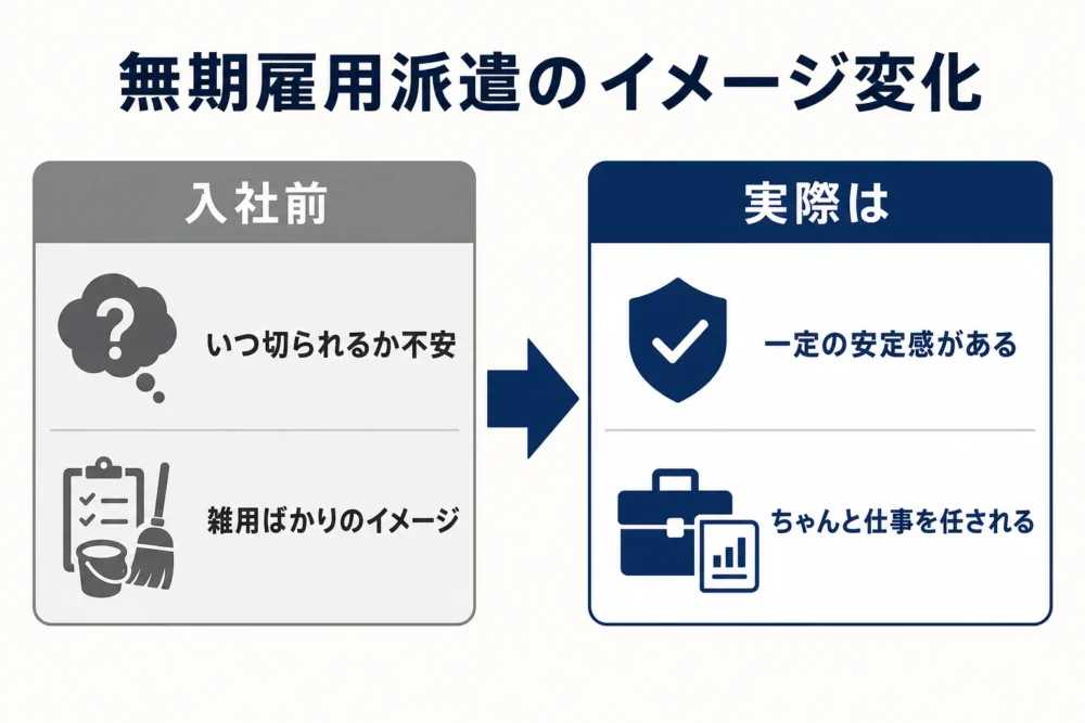 無期雇用派遣のイメージ変化の図解