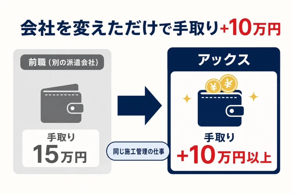 会社を変えただけで手取りが10万円以上アップした図解